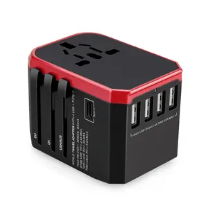 Adaptador universal para viagem, adaptador internacional de tomada de energia com 4 portas USB-C e 2 USB-A, carregador de parede universal tudo-em-um