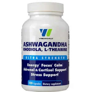 蔬菜Ashwagandha配红景天胶囊肾上腺和皮质醇支持补充剂