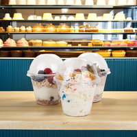 Vaso de Plástico Desechable AT PACK Personalizado de 92 mm 7 oz para Yogur, Helado, Pastel, Postre, Malteada, de PP PET Transparente con Tapas de Pared Simple