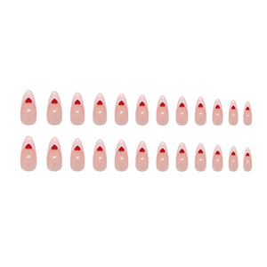 24 <span class=keywords><strong>faux</strong></span> ongles en acrylique de haute qualité avec colle, motif cœur <span class=keywords><strong>rouge</strong></span> <span class=keywords><strong>et</strong></span> style français <span class=keywords><strong>blanc</strong></span>, pour doigts - Product Image 5