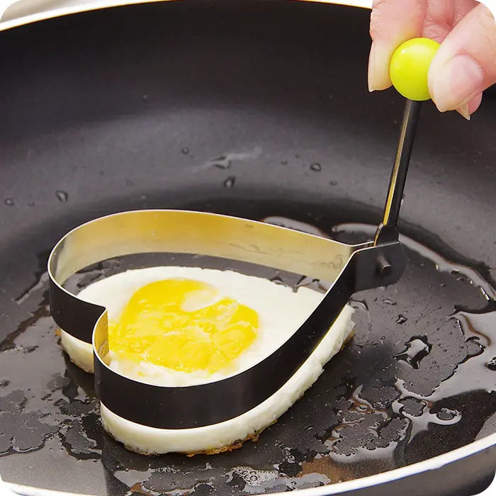 เครื่องทำแพนเค้กทรงไข่มีด้ามจับไม่ติดกระทะกระทะกระทะสแตนเลสเครื่องมือทำอาหารทอดไข่แหวนไข่