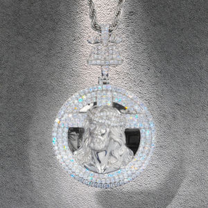 จี้เพชรทรงกลมเจียระไนแบบบริลเลียนท์ VVS มอยส์ซาไนต์ ชุบทองคำขาว 925 ประดับเพชรแบบกรงเล็บ ได้รับการรับรองจาก GRA สไตล์ฮิปฮอปสุดหรู - Product Image 3