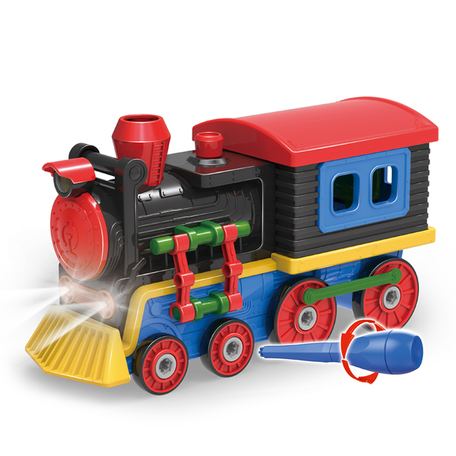 Diy Self Assembly 75 Pcs Plastic Steam Train Toy Hot Scale Model Train