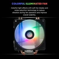 Refroidisseur de processeur S40 avec quatre tubes en cuivre, 12 cm, lumière colorée, contrôle de la température PWM, refroidissement par air pour ordinateur de bureau