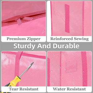 Bolsas de Almacenamiento Impermeables Rosas con Asas y Cierres, Plegables, <span class=keywords><strong>Extra</strong></span> Grandes, Resistentes y Duraderas para Mudanzas en Dormitorios Universitarios - Product Image 4