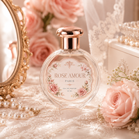 Étiquettes personnalisées de luxe pour flacons de parfum, autocollants d'emballage cosmétique floral, étiquettes adhésives avec logo or rose pour marque privée