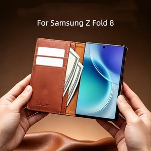Étui de protection intégral antichoc en cuir véritable fait main avec portefeuille magnétique pour Samsung Z Fold 8 - Product Image 3
