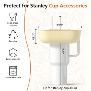 Bol à collation avec couvercle pour gobelet Stanley de 40 oz avec poignée, plateau à collation réutilisable, porte-collation en silicone pour porte-gobelet de voiture - Product Image 2