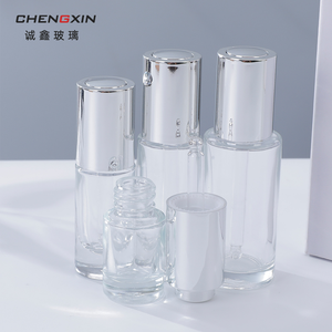 Flacon de lotion en verre transparent haut de gamme avec tête de pompe à pression 20ml/100ml, diffuseur à bâtonnets pour <span class=keywords><strong>essence</strong></span> faciale de luxe, crème pour le visage, <span class=keywords><strong>mascara</strong></span> - Product Image 5