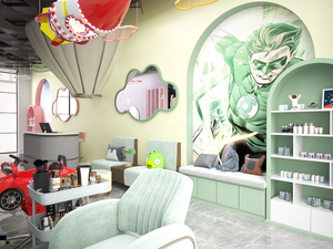 Juego de Muebles de Salón de Belleza para Niños Personalizado, Estación de Estilismo con Temática Rosa, Mueble de Recepción y Exhibición para Salón Infantil - Product Image 5