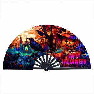 Eco-Friendly 33cm <b>Plastic</b> Folding Fan Durable Party DIY Advertising Angel <b>Animal</b> Sport Basket Flower Love Halloween Decorations - Product Image 6