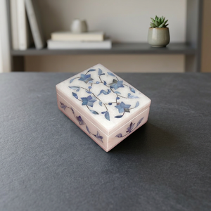 Stonecrafts International Marble Jewelry <b>Box</b> Floral Pattern Engraved Printing Rectangle Shape Customizable Options Model MOP0190 - Product Image 1