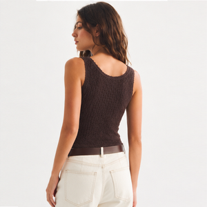 Débardeur Femme Vintage en Tricot Crocheté Ajouré, Col en V, Coupe Ajustée, Sans Manches, pour Superposition - Product Image 3