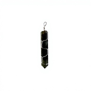Pendentif hexagonal fait main en améthyste enroulée de fil, tour de cristal argenté, imitation antique, collier - Product Image 5