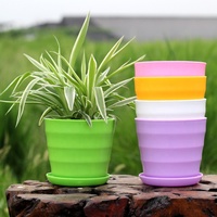 Pot Bunga Sukulen Resin Warna-warni Berkilau Tinggi dengan Garis Horizontal, Pot Plastik dengan Alas untuk Tanaman Indoor dan Outdoor