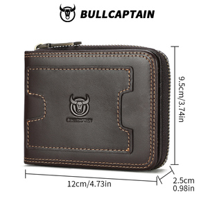 กระเป๋าสตางค์ผู้ชาย BULLCAPTAIN ทำจากหนังแท้คุณภาพสูง กระเป๋าใส่เหรียญสำหรับผู้ชาย กระเป๋าใส่บัตร กระเป๋าสตางค์แบบมีซิปรอบด้าน - Product Image 4