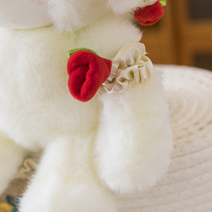 Peluche di Agnello Bianco Carino con Bouquet di Rose Viola, Morbido Pupazzo Imbottito per Bambini, Regalo di Compleanno per Fidanzata, Decorazione - Product Image 4
