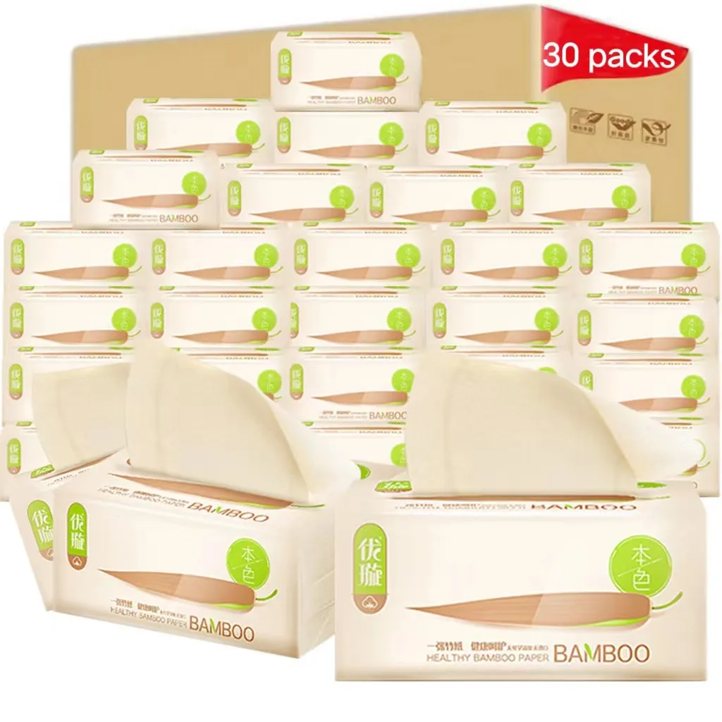 Werkseitig angepasste 3 Schichten 100% Bambus Log Pulp Box Seidenpapier Gesichts tuch