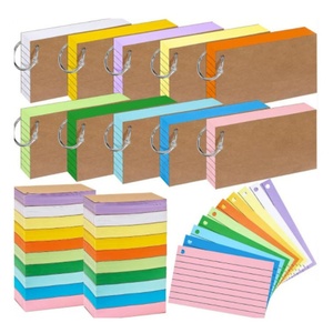 การ์ดอินเด็กซ์ 50 ชิ้น ขนาด 3x5 นิ้ว การ์ดแฟลชสีพร้อมเส้นบรรทัด สมุดบันทึกพร้อมห่วงสำหรับเด็กเรียน - Product Image 1