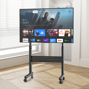 Carrito Móvil para <span class=keywords><strong>TV</strong></span> de Acero Resistente con Ruedas Artísticas, Altura Ajustable Manualmente, Capacidad de Carga de 90 kg, Compatible con <span class=keywords><strong>TV</strong></span> de 100 Pulgadas, Inclinación de 25°, VESA - Product Image 2