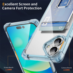 Support métallique pliable transparent hybride TPU PC couverture arrière avec étui de téléphone avec fente pour carte portefeuille pour <span class=keywords><strong>iPhone</strong></span> 16/16 <span class=keywords><strong>Pro</strong></span>/16 Plus/16 <span class=keywords><strong>Pro</strong></span> Max - Product Image 5