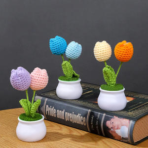 Mini-bouquets de fleurs en laine tissés à la main, faits main, pour décoration de maison et de bureau, fleurs artificielles prêtes à poser. - Product Image 4