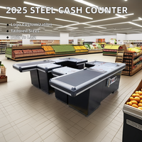 Comptoir de caisse commercial en métal personnalisé pour supermarché, design populaire