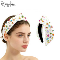 DREAM FASHION Élégant Bandeau Arc-en-ciel en Cristal avec Nœud Papillon Sucré Léger Fait Main Blanc Personnalisé Accessoires Cheveux pour Mères