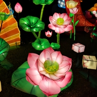 Ramadan Blumen-Themen-Laterne aus Wasserdichtem Stoff für Lotusfest, Thanksgiving, Weihnachten & Neujahr