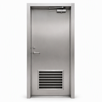 Porte coupe-feu en acier avec grille de ventilation à persiennes et fonction de fermeture automatique pour hôpitaux, écoles, supermarchés, ateliers