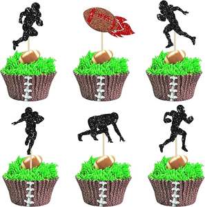Décorations de cupcakes sur le thème du rugby, joueurs de football, pour fête prénatale, anniversaire d'enfants, thème sportif - Product Image 1