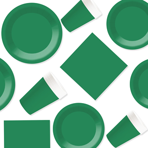 DAMAI - Juego de Vajilla Desechable de Papel Verde para Fiestas, Platos de 7 y 9 Pulgadas, Vasos de Papel y Servilletas - Product Image 2