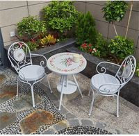 Table ronde réglable en métal personnalisée pour l'extérieur, idéale pour les cours, les balcons et les jardins, avec chaises assorties