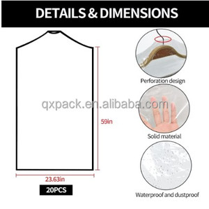 Fundas de ropa de plástico transparente a prueba de polvo de fábrica, prendas de <span class=keywords><strong>Material</strong></span> reciclado, bolsas de limpieza en seco para armario, abrigos de almacenamiento de viaje para el hogar - Product Image 5