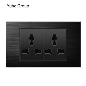 Enchufe de pared negro estándar americano tailandés tipo C con interruptor eléctrico negro cepillado y USB tipo C - Product Image 3