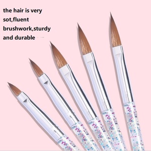 Lot de 5 pinceaux à paillettes pour nail art, pour la sculpture florale, la poudre, le gel acrylique français, pour la manucure et le design - Product Image 2
