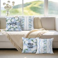 4 housses de coussin brodées à fleurs de printemps, motif papillon bleu, adaptées à la décoration de la maison et de la terrasse
