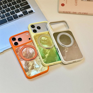 เคสโทรศัพท์แบบมีขาตั้งแม่เหล็กไล่เฉดสี Bling Gradient Ombre สำหรับ iPhone 17 16 15 14 Pro Max พร้อมที่ยึดแบบเลเซอร์ ฝาหลังลายเปลือกหอยสีรุ้ง IMD - Product Image 4