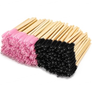 50 brosses à mascara réutilisables en bambou, écologiques, portables, applicateurs de nettoyage pour cils, avec sac de rangement - Product Image 4
