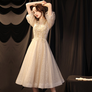 Evening Gown V-Neck A-Line Chiffon Empire Waist 3D Patterns Elegant Bridesmaid Dress For Banquets And Annual Meetings - Product Image 2