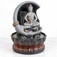 Fontaine d'eau Bouddha d'intérieur, décoration zen en forme de croissant de lune avec LED colorées pour la maison et le bureau