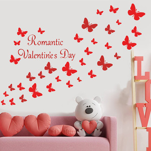 Adhesivos Decorativos para Ventanas del Día de San Valentín DAMAI, Adhesivo Decorativo de Pared con Mariposas Rojas, Decoración para Aniversario, Boda, Festividades - Product Image 1