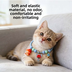 Collier pour chat et chien classique, fait main, perlé, taille ajustable, doux, fabriqué au Vietnam, décoration pour animaux de compagnie pour Halloween/Noël - Product Image 4