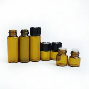 1ml 2ml 3ml 5ml Essential Oil Glass Bottle Mini Sample Clear Amber Glass Vial