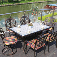 Mobilier de jardin moderne en aluminium Ensembles de table de salle à manger royale pour l'extérieur en métal Table à manger Gartenmbel