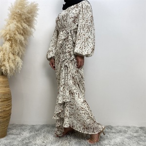 6669 #   Último Diseño de Vestido Musulmán para Niñas, Abaya de Chifón Floral, Vestido Musulmán para Mujer, Vestidos de Noche de Manga Larga para Ramadán en Dubái - Product Image 6