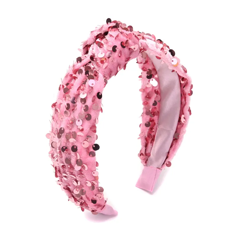 hot-selling wholesale custom elegant luxury glitter velvet hairbands for girls women hair hoop