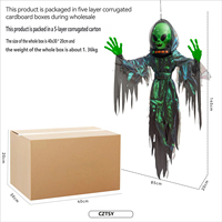 Nouveau Pendentif Alien Lumineux pour Halloween, Décoration Horreur à Détection Vocale, Accessoire d'Aménagement de Scène de Fête