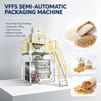 Machine d'emballage verticale automatique VFFS pour le conditionnement de riz, sable, aliments pour animaux et farine, capacités 1kg, 3kg, 5kg, 25kg
