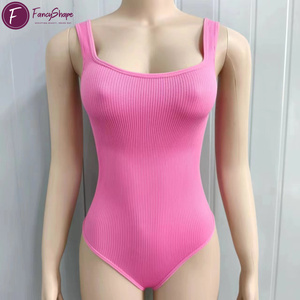 Body feminino sem mangas com gola colher, controle de barriga, preto, rosa, amarelo, vermelho S-3XL - Product Image 3